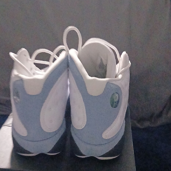 White and Blue High-Top Sneakers - Picture 3 of 4